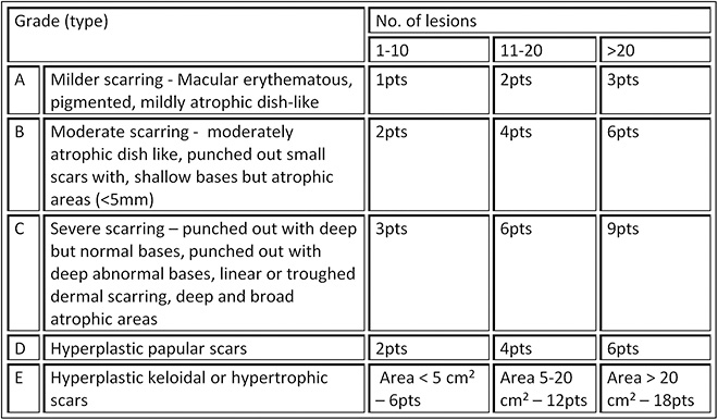 Goodman and Baron’s quantitative scar scale