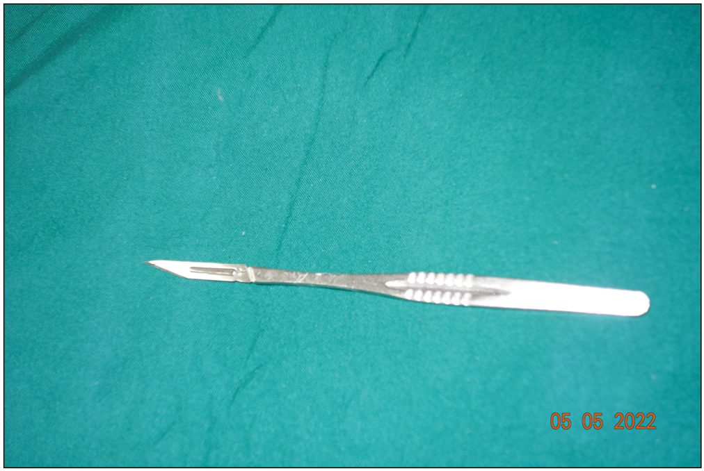 Bald Parker handle with 11 No. sharp cutting surgical blade