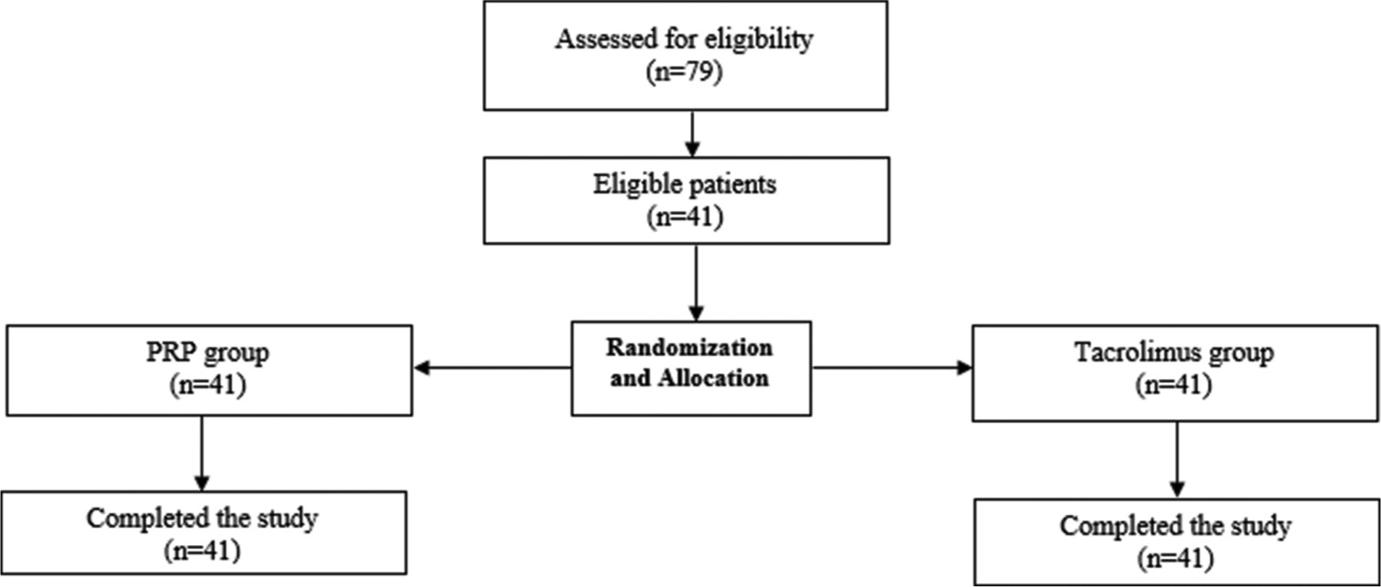 Flow diagram of the case selection of the study. PRP: Platelet-rich plasma