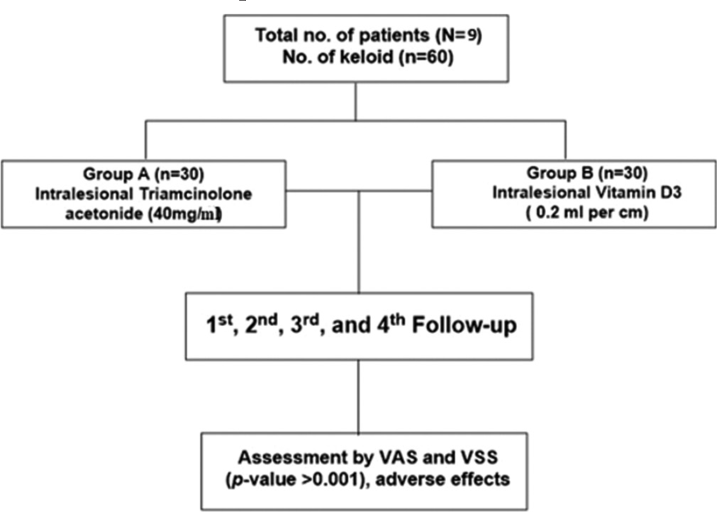 Treatment allocation flow chart. VSS: Vancouver scar scale, VAS: Visual analog scale.